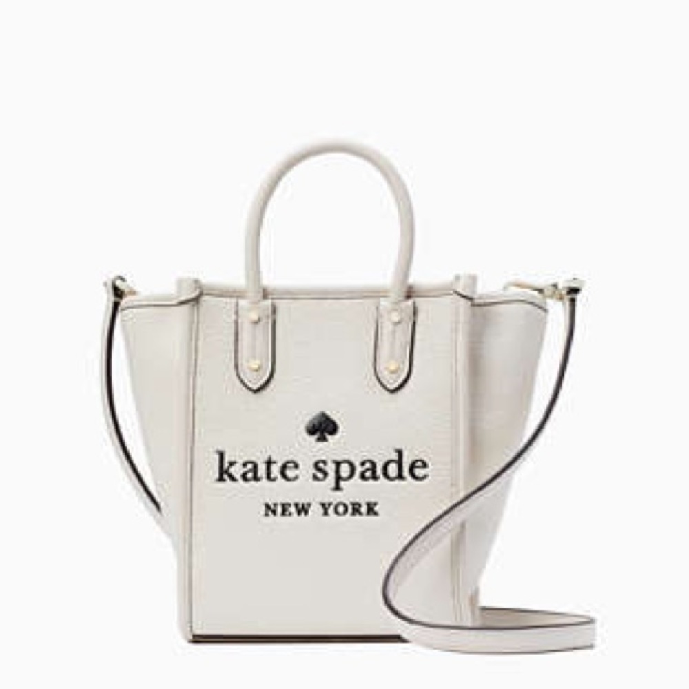 Kate Spade Ella White Mini Crossbody Tote Pebbled Leather